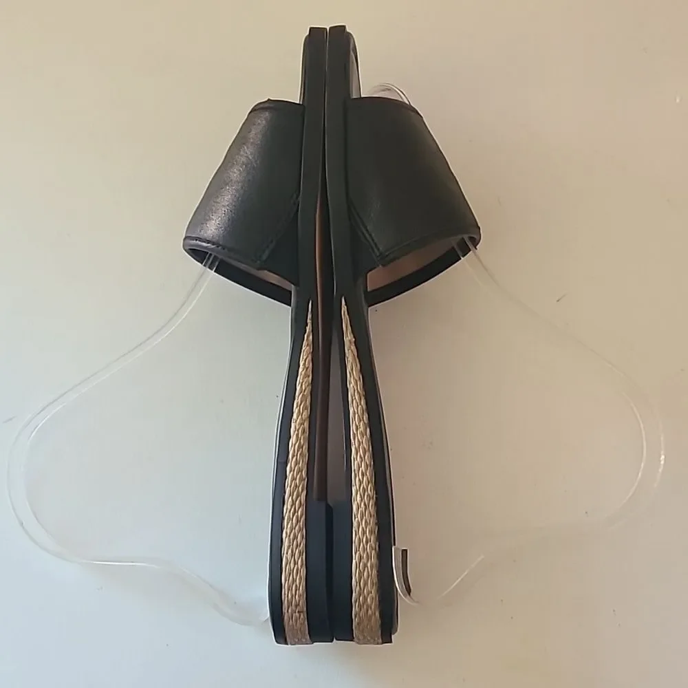Kate Spade New York Palm Cove Black Leather Slide Sandals Size 7.5B